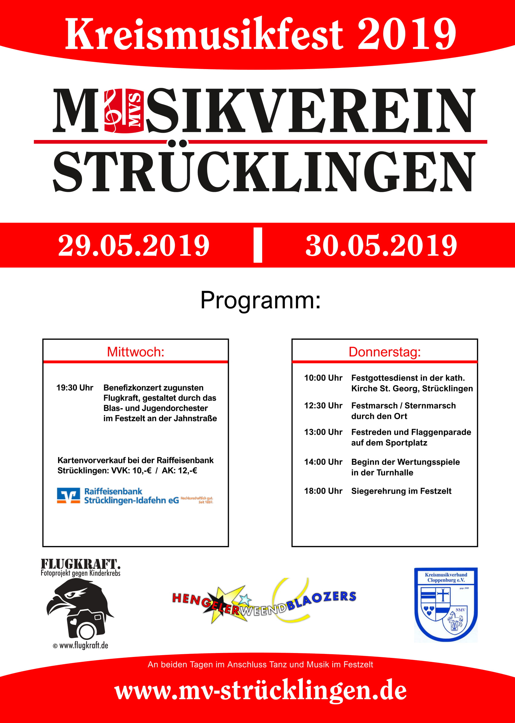 Programm zum Kreismusikfest 2019 in Strücklingen